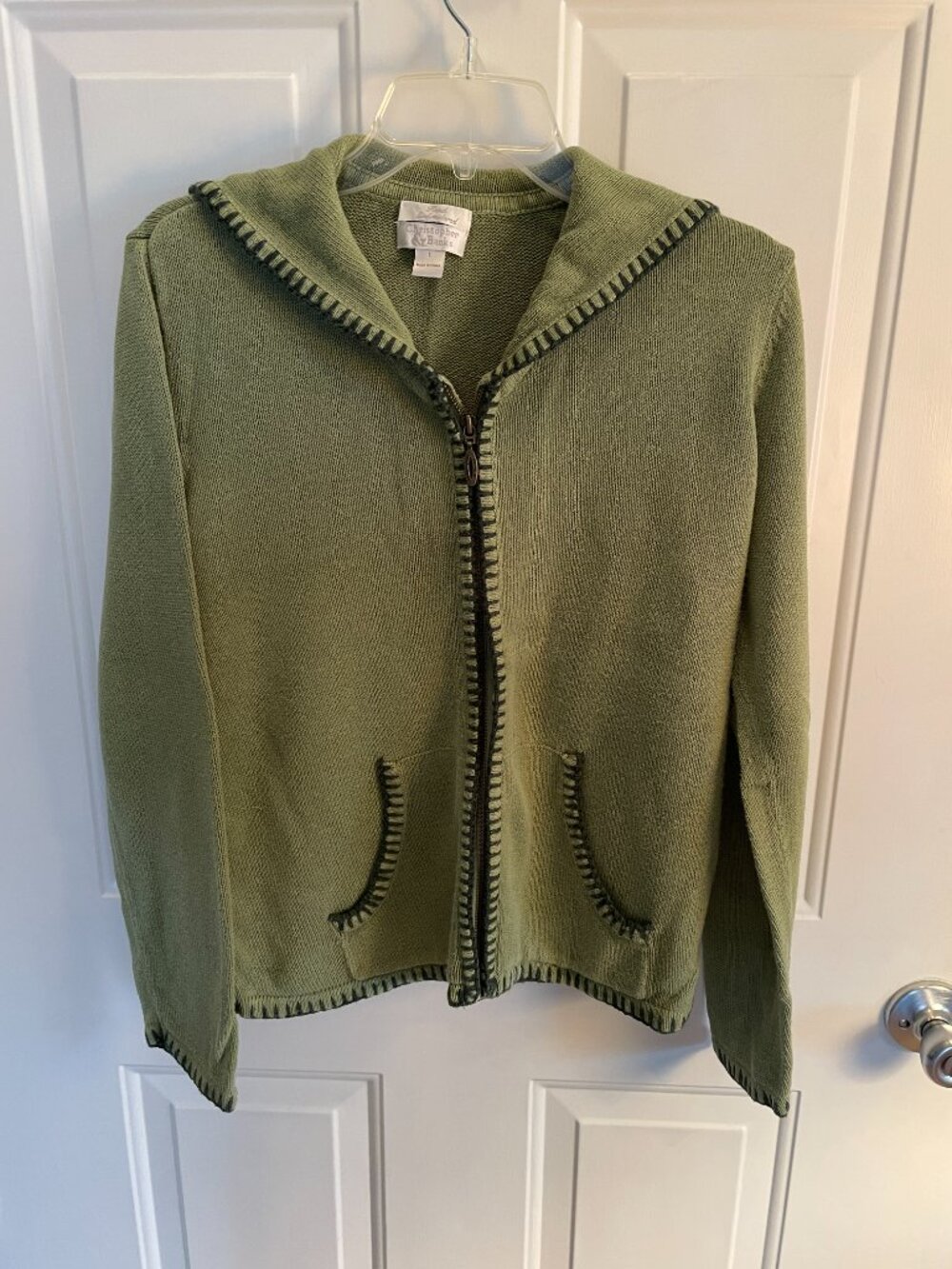 Christopher & Banks zipper front sweater green with matching mock neck large
